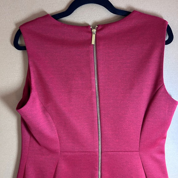 Calvin Klein Sheath Dress Burgundy Sleeveless Zipper Back Business Size 14 - Picture 5 of 8